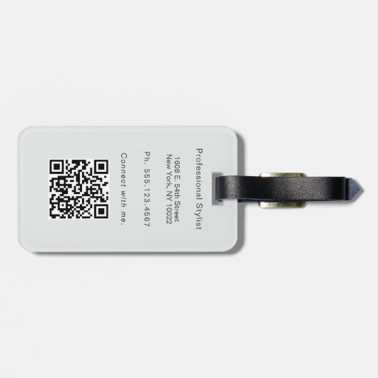 Stylish Modern Entrepreneur Monogram Photo QR Code ラゲッジタグ (裏面横)