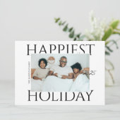 Stylish Modern Family Photo Happiest Holiday Card シーズンカード (スタンド正面)
