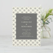 Stylish Modern Geometric Line Art Gray Engagement 招待状 (スタンド正面)