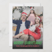 Stylish Modern Green Christmas Photo Holiday Card シーズンカード (正面)