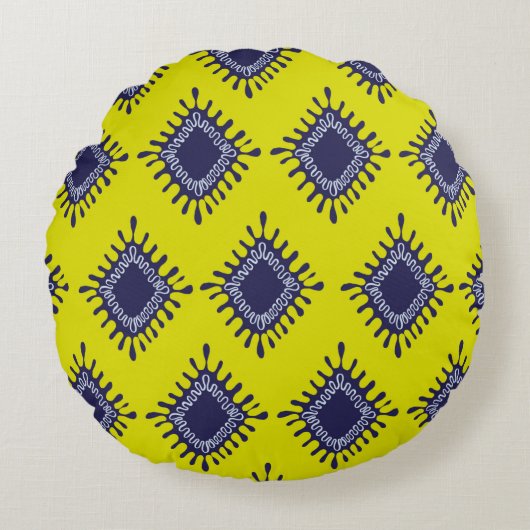 Stylish modern ikat tribal seamless pattern ラウンドクッション (正面)