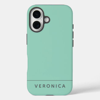Stylish Modern Mint Green Personalized Name  iPhone 16ケース