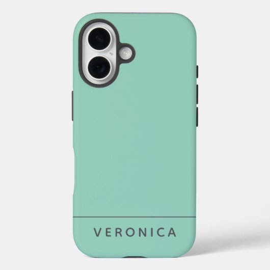 Stylish Modern Mint Green Personalized Name  Case-Mate iPhoneケース (裏面)