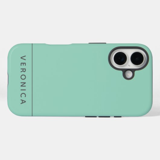 Stylish Modern Mint Green Personalized Name  Case-Mate iPhoneケース (裏面 (横))
