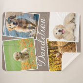 Stylish Modern Pet Dog Photo Collage Taupe Brown シェルパブランケット (正面(横))