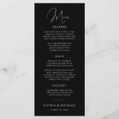 Stylish Modern Script Black And White Wedding メニュー (正面)