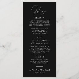 Stylish Modern Script Black And White Wedding メニュー