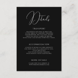 Stylish Modern Script Black Wedding Details エンクロージャーカード