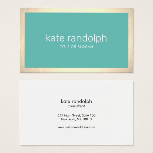 Stylish Modern Turquoise Gold  Border Beauty salon (正面&裏面)