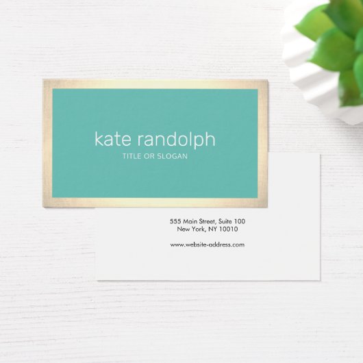 Stylish Modern Turquoise Gold  Border Beauty salon (デスク)