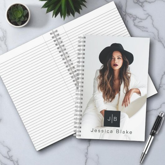 Stylish Modern Woman Entrepreneur Monogram Photo ノートブック