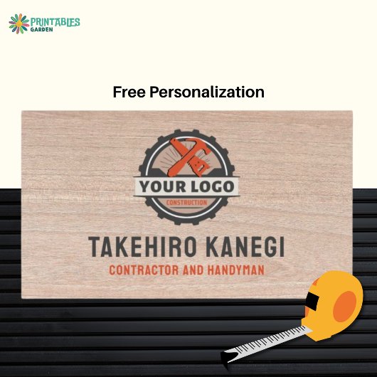 Stylish Modern Wood Construction Handyman Carpente 名刺