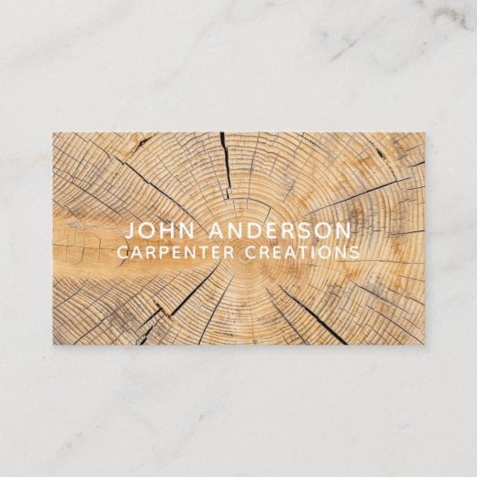 Stylish Modern Wooden Carpentry Business Card 名刺 (正面)
