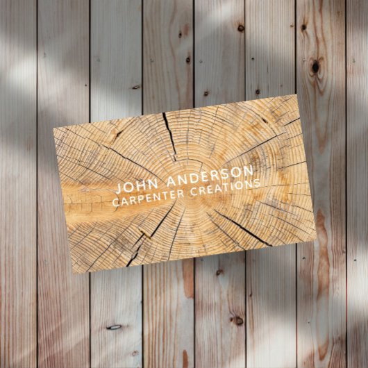 Stylish Modern Wooden Carpentry Business Card 名刺