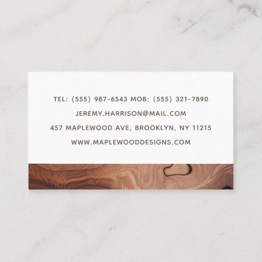 Stylish Modern Wooden Carpentry Construction 名刺 (裏面)