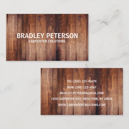 Stylish Modern Wooden Carpentry Construction 名刺 (正面/裏面)