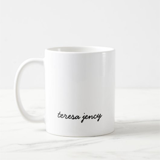 Stylish Monogram Modern Minimalist White Script コーヒーマグカップ (左)