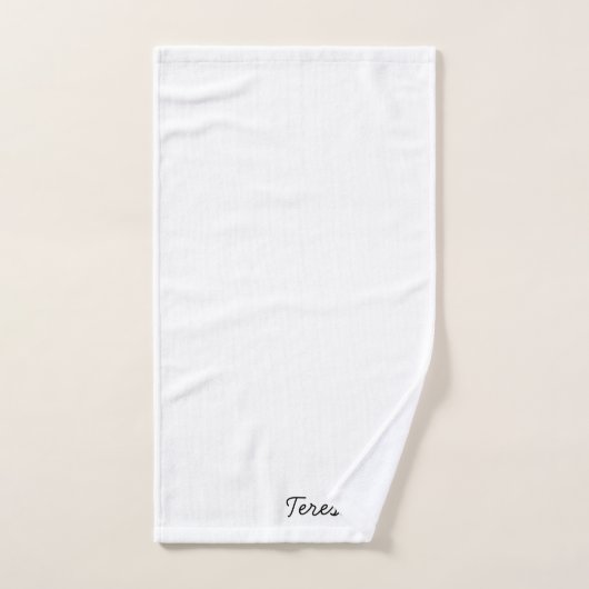Stylish Monogram Modern Minimalist White Script ハンドタオル (ハンドタオル)