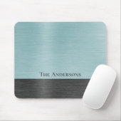 Stylish Monogram Teal Grey Metallic マウスパッド (マウス)