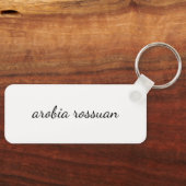 Stylish Monogram | White Script Personalized  キーホルダー (正面)