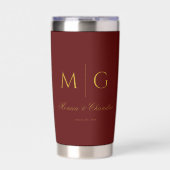 Stylish Monogram With Couple Name Maroon 保温保冷タンブラー (正面)