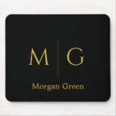 Stylish Monogram with Name Design Black マウスパッド (正面)