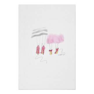 Stylish Mother and Daughter Watercolor Art ポスター