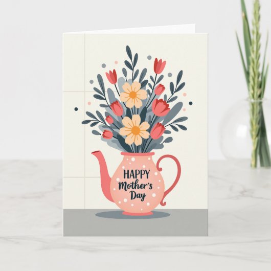 Stylish Mothers Day Teacup Card カード (正面)