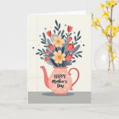 Stylish Mothers Day Teacup Card カード (黄色い花)