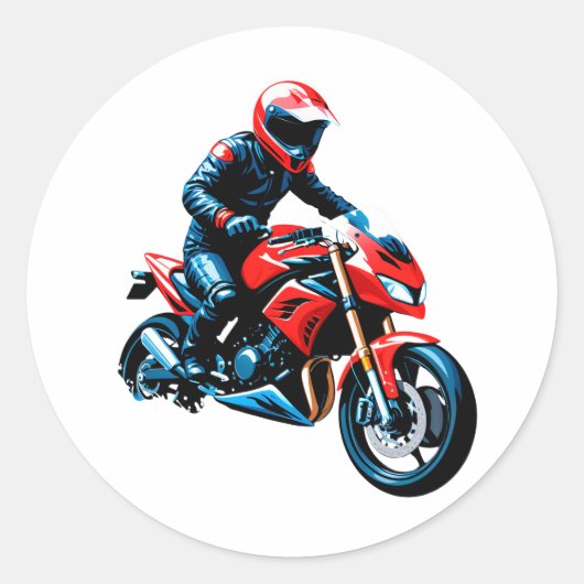 🏍️ Stylish Motorcycle Rider Classic Vintage Speed ラウンドシール (正面)