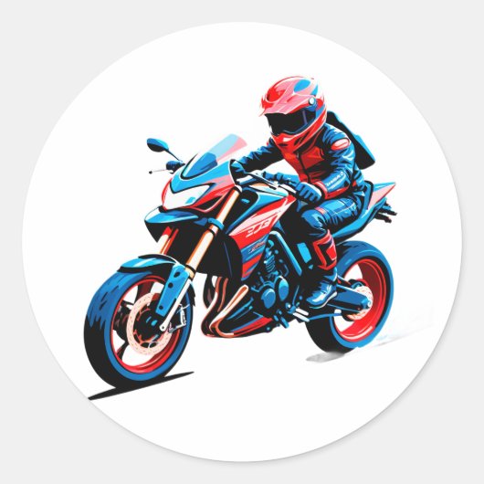 Stylish Motorcycle Rider Vintage Biker Helmet  ラウンドシール (正面)