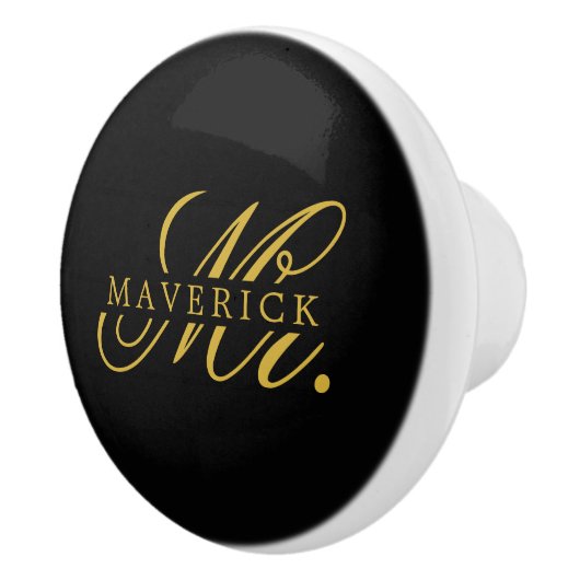 Stylish Mr. & Name Text Stylish Black セラミックノブ (右)