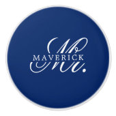 Stylish Mr. & Name Text Stylish Navy セラミックノブ (正面)