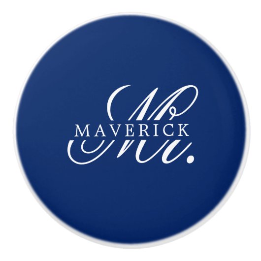Stylish Mr. & Name Text Stylish Navy セラミックノブ (正面)