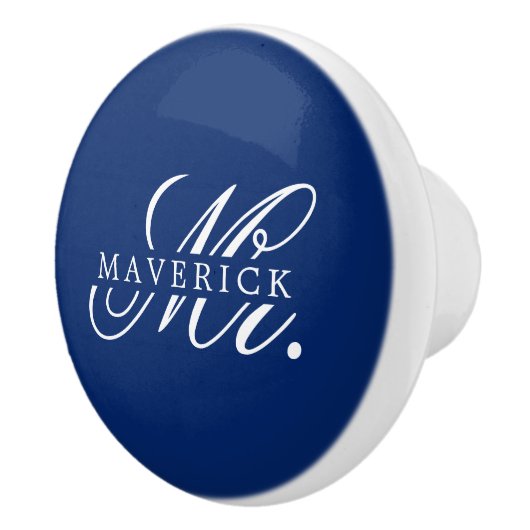 Stylish Mr. & Name Text Stylish Navy セラミックノブ (右)