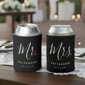Stylish Mrs. Custom Last Name & Date Wedding 缶クーラー