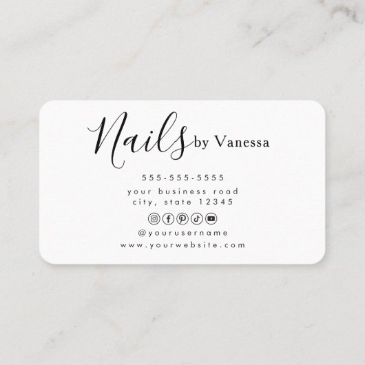 Stylish Nail Artist Nail Technician Branding 名刺 (裏面)