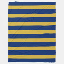 Stylish Navy and Metallic Gold Vertical Striped フリースブランケット