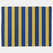 Stylish Navy and Metallic Gold Vertical Striped フリースブランケット (正面(横))