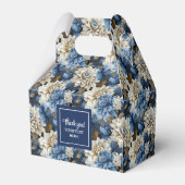 Stylish Navy Blue Flowers Custom Name Favor Box フェイバーボックス (裏面サイド)