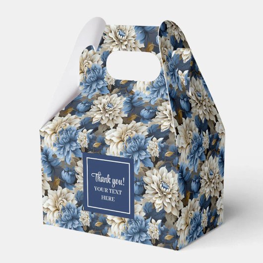 Stylish Navy Blue Flowers Custom Name Favor Box フェイバーボックス