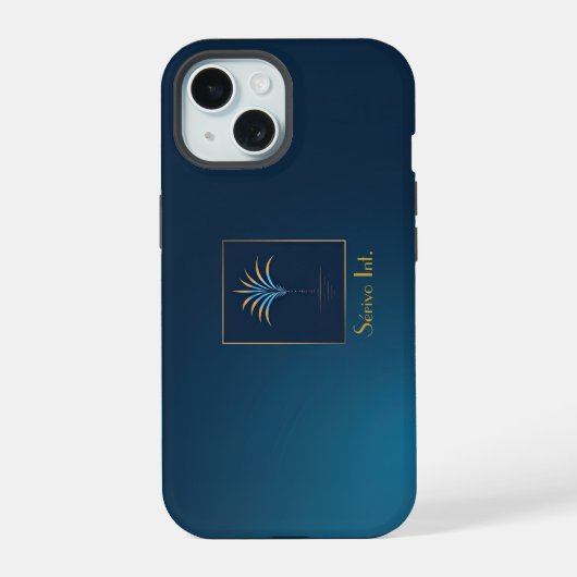 Stylish Navy Monogrammed Midnight Palm  iPhone 15ケース (裏面)