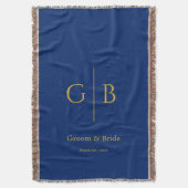 Stylish Navy Throw Blanket for Wedding Favors スローブランケット (正面縦)