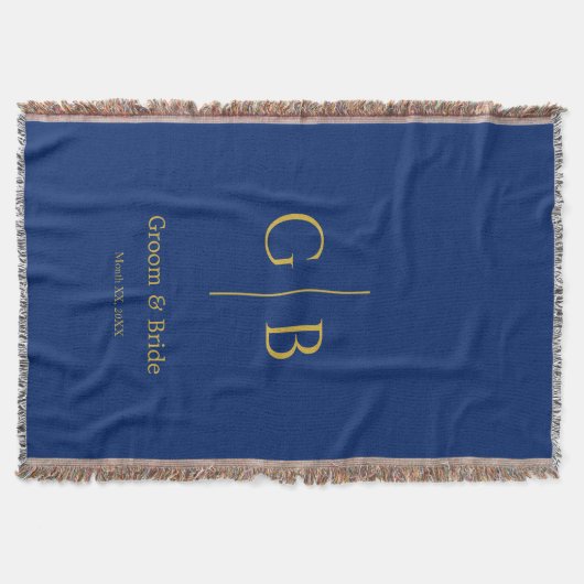 Stylish Navy Throw Blanket for Wedding Favors スローブランケット (正面)