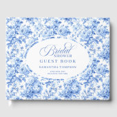 Stylish Navy Toile Roses Bridal Shower Guest Book ゲストブック (正面)