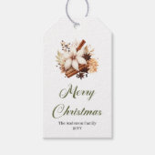Stylish Neutral Christmas Flower Editable Gift Tag ギフトタグ (正面)