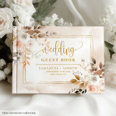 Stylish Neutral Tones Gold Boho Wedding Guest Book ゲストブック