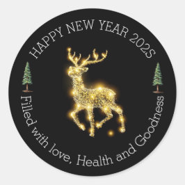 Stylish New Year Greeting Sticker ラウンドシール