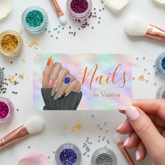 Stylish Opal Iridescent Nail Art Manicurist Artist 名刺