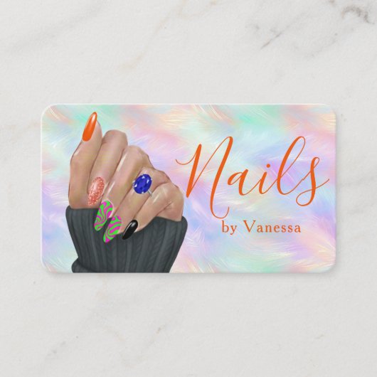 Stylish Opal Iridescent Nail Art Manicurist Artist 名刺 (正面)